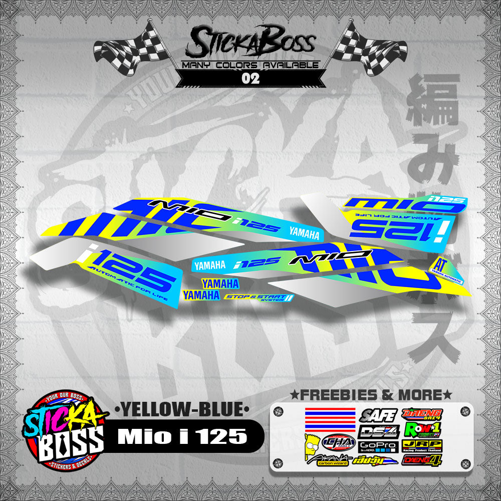 Mio i 125 Stock Decal (2019) [YELLOW-BLUE]【PREMIUM GLOSSY LAMINATED】