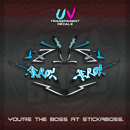 【PREMIUM UV PRINT】AEROX 155 V2 DECALS TRANSPARENT (STRIPING GRAFITY MOTIF) STICKER DECALS By STICKAB