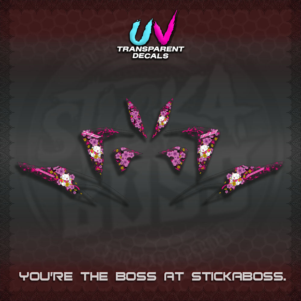【PREMIUM UV PRINT】TRANSPARENT  CLICK 125 V2 DECALS (LUCKY CAT SAKURA STRIPING)By STICKABOSS