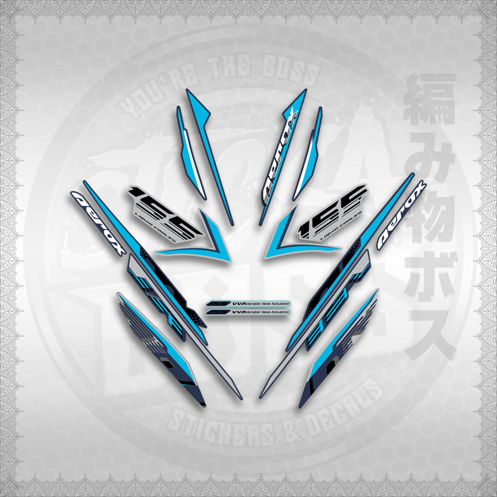 STICKER DECALS for AEROX 155 V2 (AV2NESPGR) By STICKABOSS (SOFIE LAMINATED WATERPROOF)
