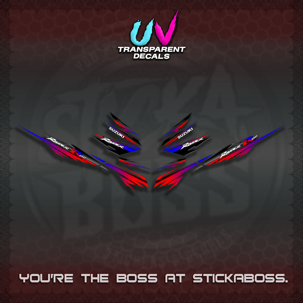 【PREMIUM UV PRINT】TRANSPARENT RAIDER 150 FI SATRIA  DECALS (MINIMALIST 0016 DESIGN)By STICKABOSS