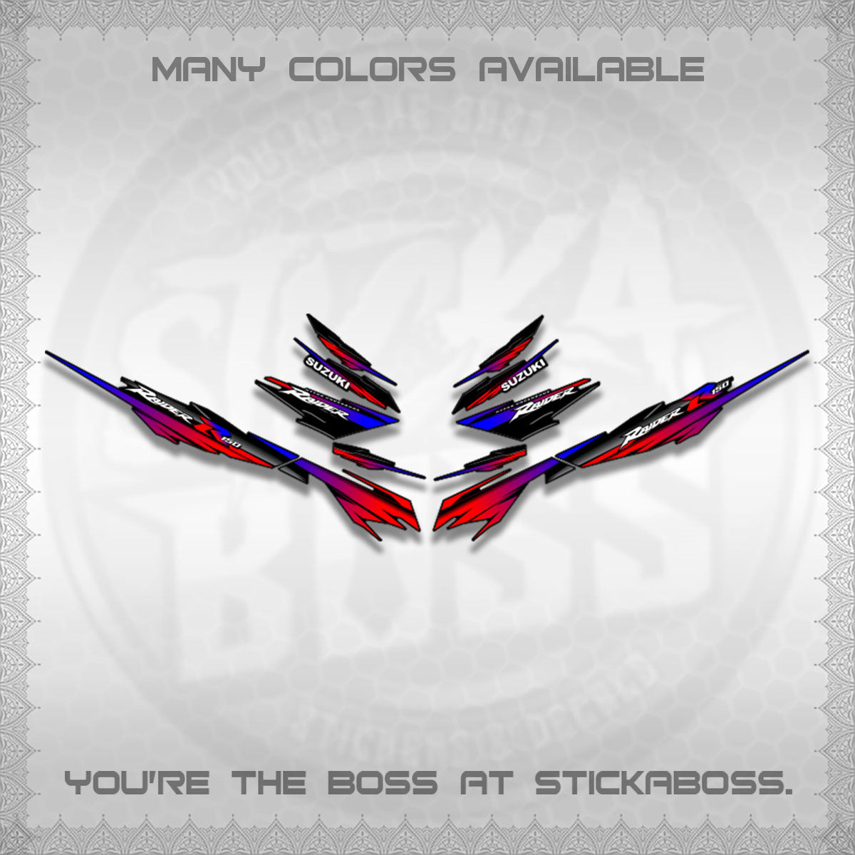 RAIDER 150 FI SATRIA DECALS (MINIMALIST 0016 DESIGN)STICKER DECALS By STICKABOSS