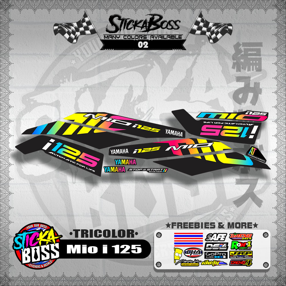 MIO I 125 STOCK DECALS ( 2019 ) [TRICOLOR]【WITH FREEBIES】
