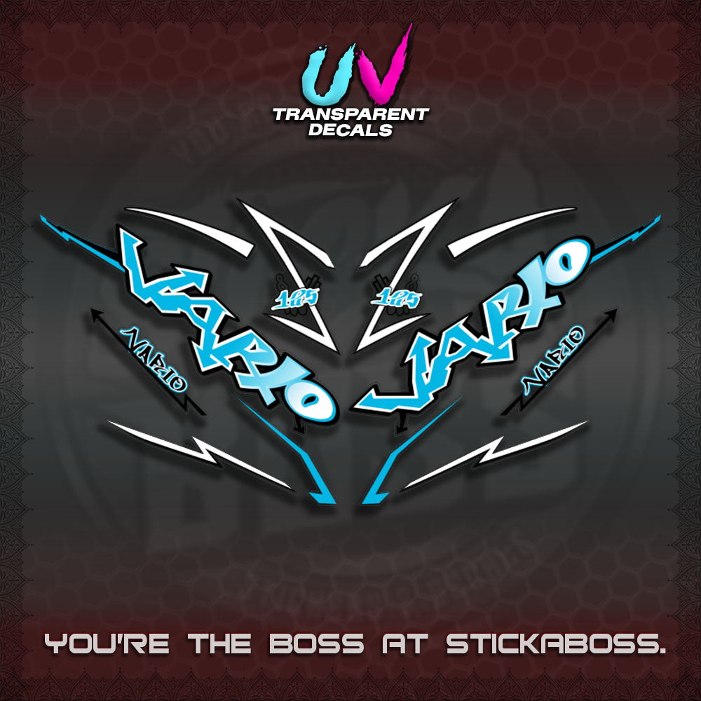 CLICK V3 UV TRANSPARENT INDO VARIO DECALS (STRIPPING GRAFITY MOTIF)STICKER DECALS By STICKABOSS