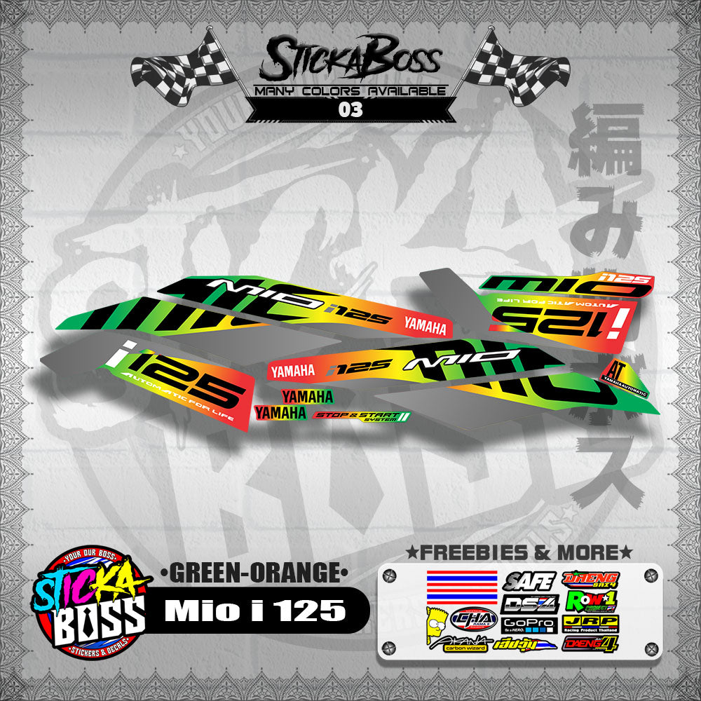 Mio i 125 Stock Decal (2019) [GREEN-ORANGE]【PREMIUM GLOSSY LAMINATED】