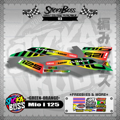 MIO I 125 STOCK DECALS ( 2019 ) [GREEN-ORANGE] 【WITH FREEBIES】