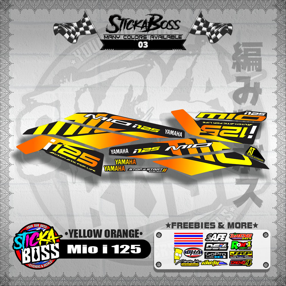 Mio i 125 Stock Decal (2019) [YELLOW-ORANGE]【PREMIUM GLOSSY LAMINATED】