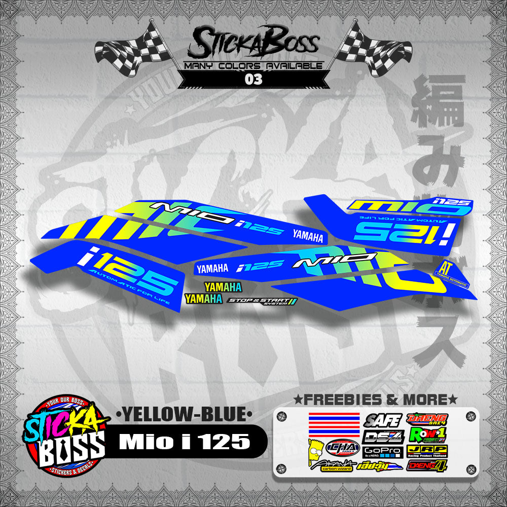Mio i 125 Stock Decal (2019) [YELLOW-BLUE]【PREMIUM GLOSSY LAMINATED】