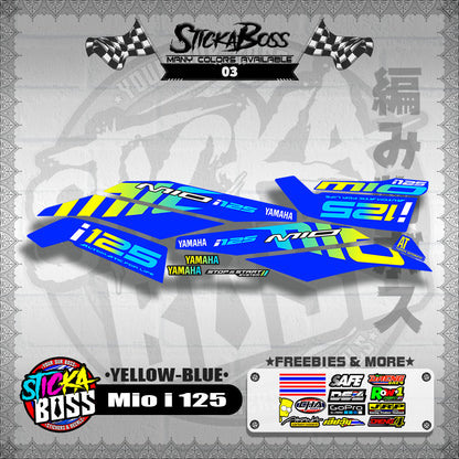Mio i 125 Stock Decal (2019) [YELLOW-BLUE]【PREMIUM GLOSSY LAMINATED】