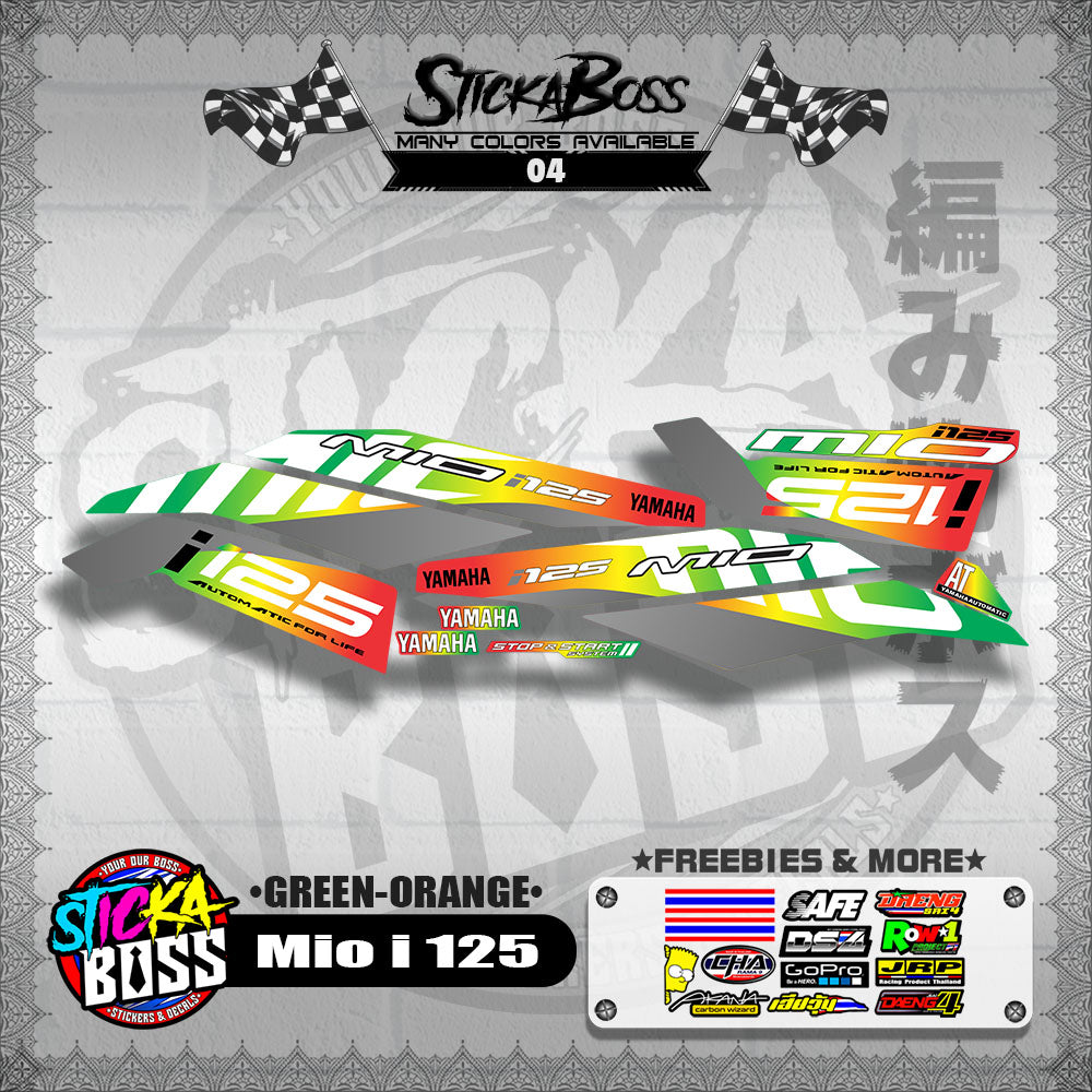 MIO I 125 STOCK DECALS ( 2019 ) [GREEN-ORANGE] 【WITH FREEBIES】