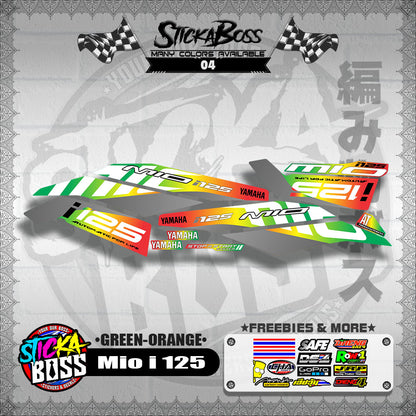 MIO I 125 STOCK DECALS ( 2019 ) [GREEN-ORANGE] 【WITH FREEBIES】