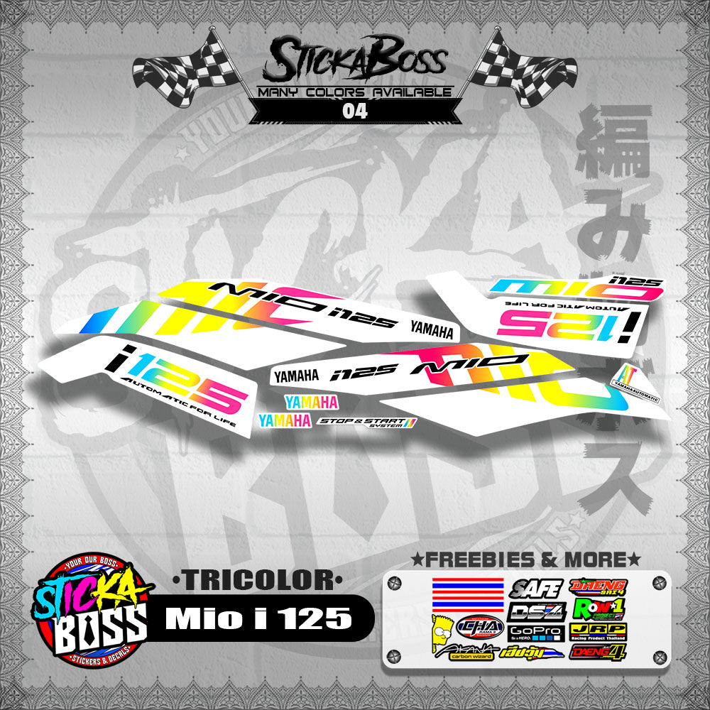 MIO I 125 STOCK DECALS ( 2019 ) [TRICOLOR]【WITH FREEBIES】