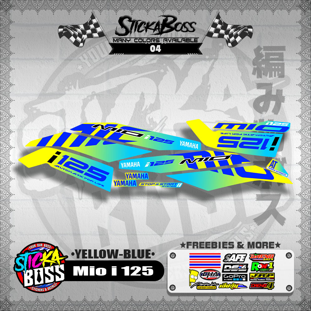 Mio i 125 Stock Decal (2019) [YELLOW-BLUE]【PREMIUM GLOSSY LAMINATED】