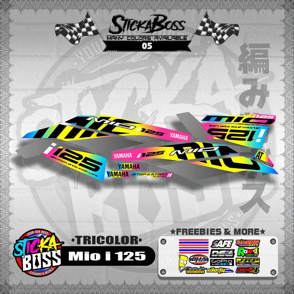 MIO I 125 STOCK DECALS ( 2019 ) [TRICOLOR]【WITH FREEBIES】