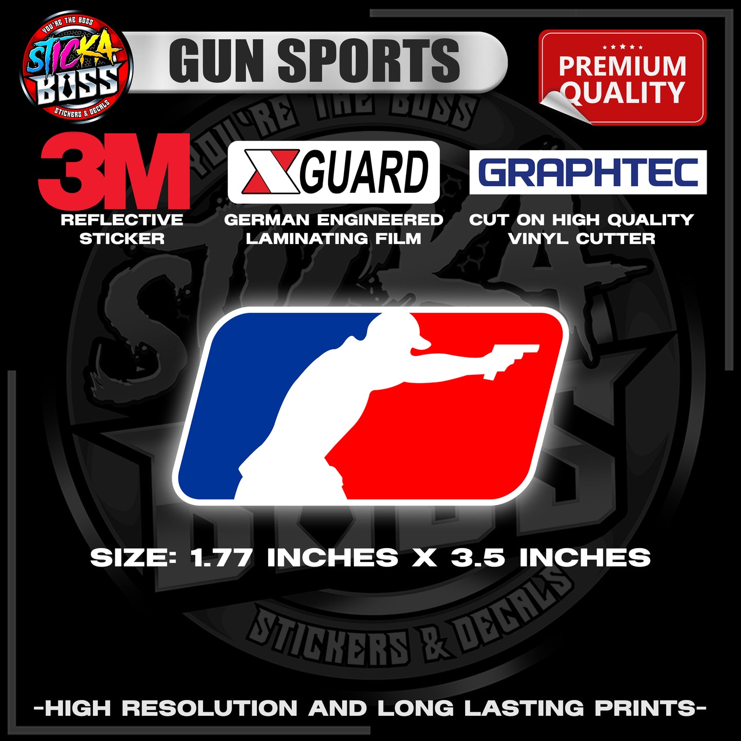 GUN SPORTS | 3M REFLECTIVE STICKER | PREMIUM LAMINATED【PREMIUM QUALITY】
