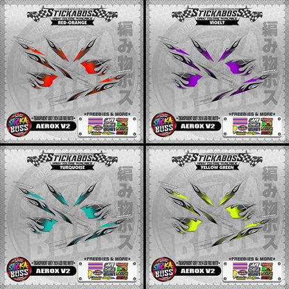 【PREMIUM UV PRINT】TRANSPARENT AEROX V2 DECALS ( GREY 2024 LED FIRE MOTIF )【WITH FREEBIES】