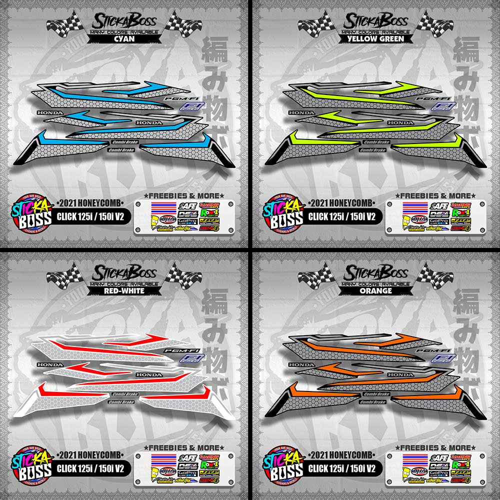 CLICK 125i / 150i V2 DECALS ( 2021 HONEYCOMB )【WITH FREEBIES】