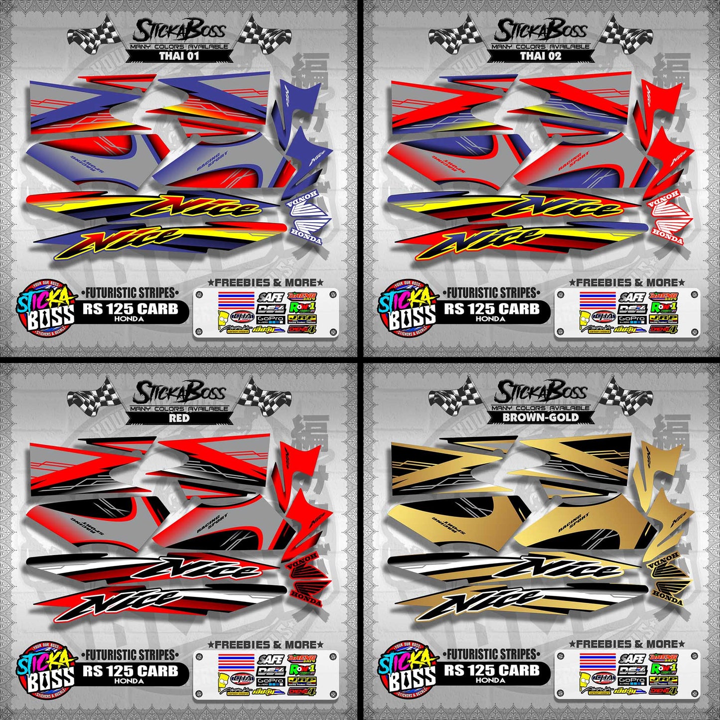 RS 125 THAI DECALS ( FUTURISTIC STRIPES )【WITH FREEBIES】