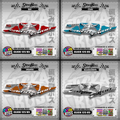 CLICK 125 V3 STOCK DECALS ( 004 DESIGN 2023 ) VARIO【WITH FREEBIES】