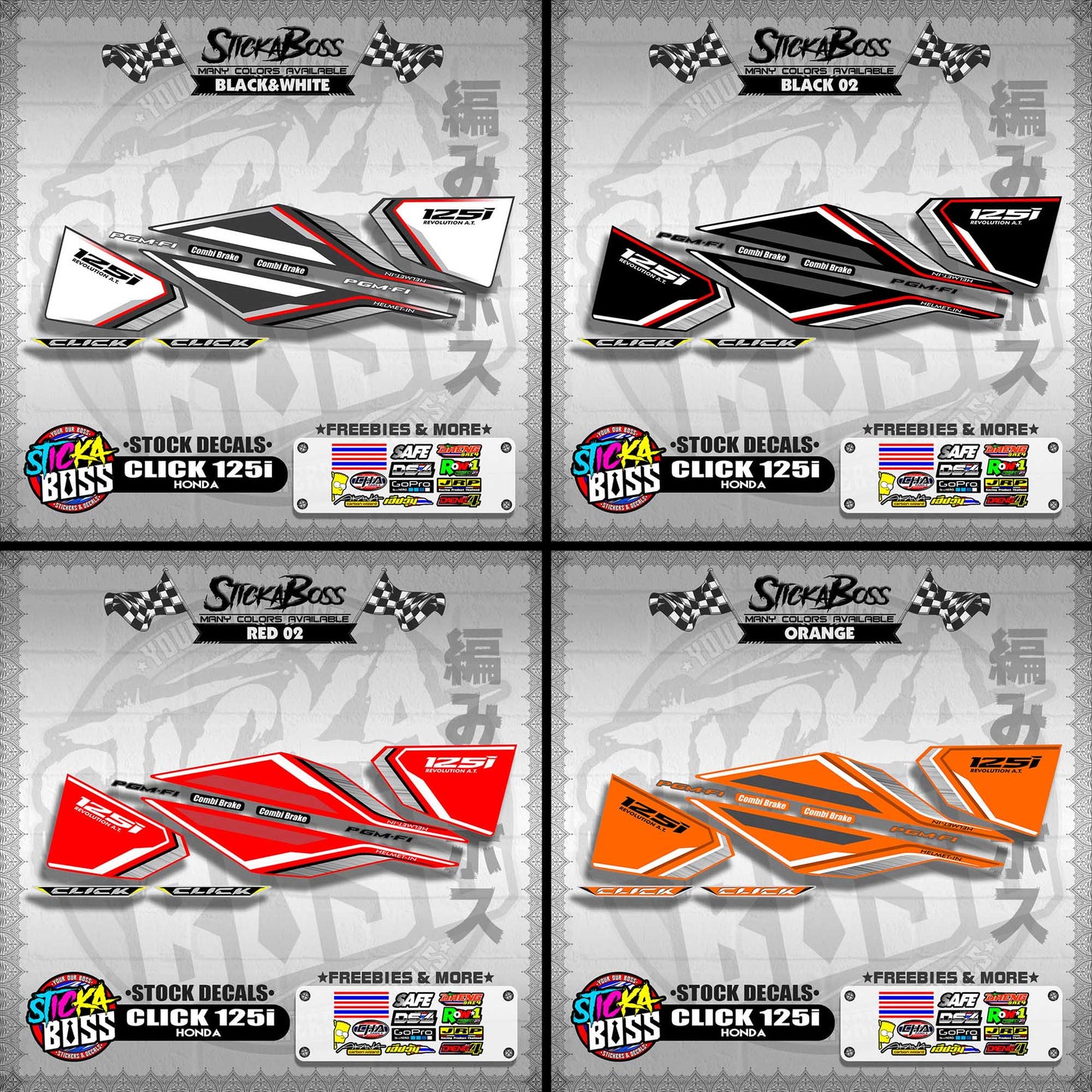 CLICK 125i V1 ( STOCK DECALS ) 【WITH FREEBIES】