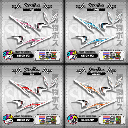 CLICK V2 DECALS ( FOR WHITE 2 TONE SPEED STREAKS ) [ PREMIUM GLOSSY LAMINATED ]【WITH FREEBIES】