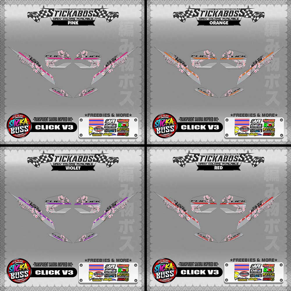 【PREMIUM UV PRINT】TRANSPARENT CLICK V3 DECALS ( SAKURA INSPIRED 002 )【WITH FREEBIES】