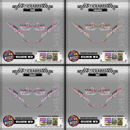 【PREMIUM UV PRINT】TRANSPARENT CLICK V3 DECALS ( SAKURA INSPIRED 002 )【WITH FREEBIES】