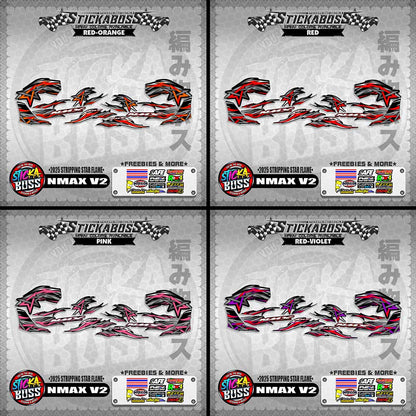 NMAX V2 STICKER DECALS ( 2025 STRIPPING STAR FLAME )【WITH FREEBIES】