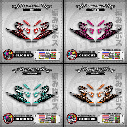 CLICK V3 STICKER DECALS ( 2025 DISTORTION LINE STAR  )【WITH FREEBIES】
