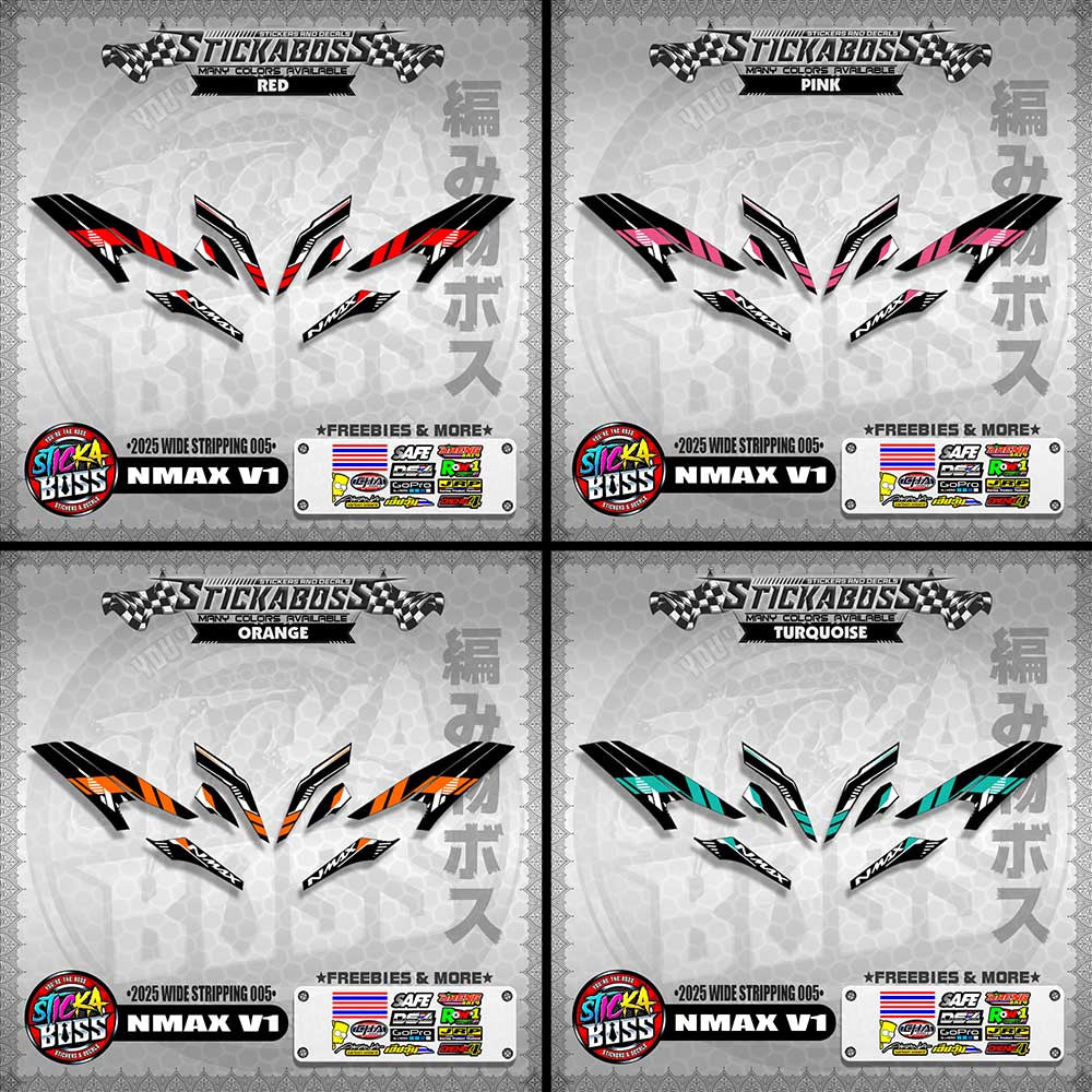 NMAX V1 INDO STICKER DECALS ( 2025 WIDE STRIPPING 005 )【WITH FREEBIES】