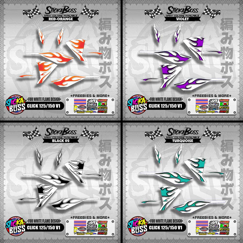 CLICK 125 / 150 V1 DECALS ( FOR WHITE FLAME DESIGN )【WITH FREEBIES】