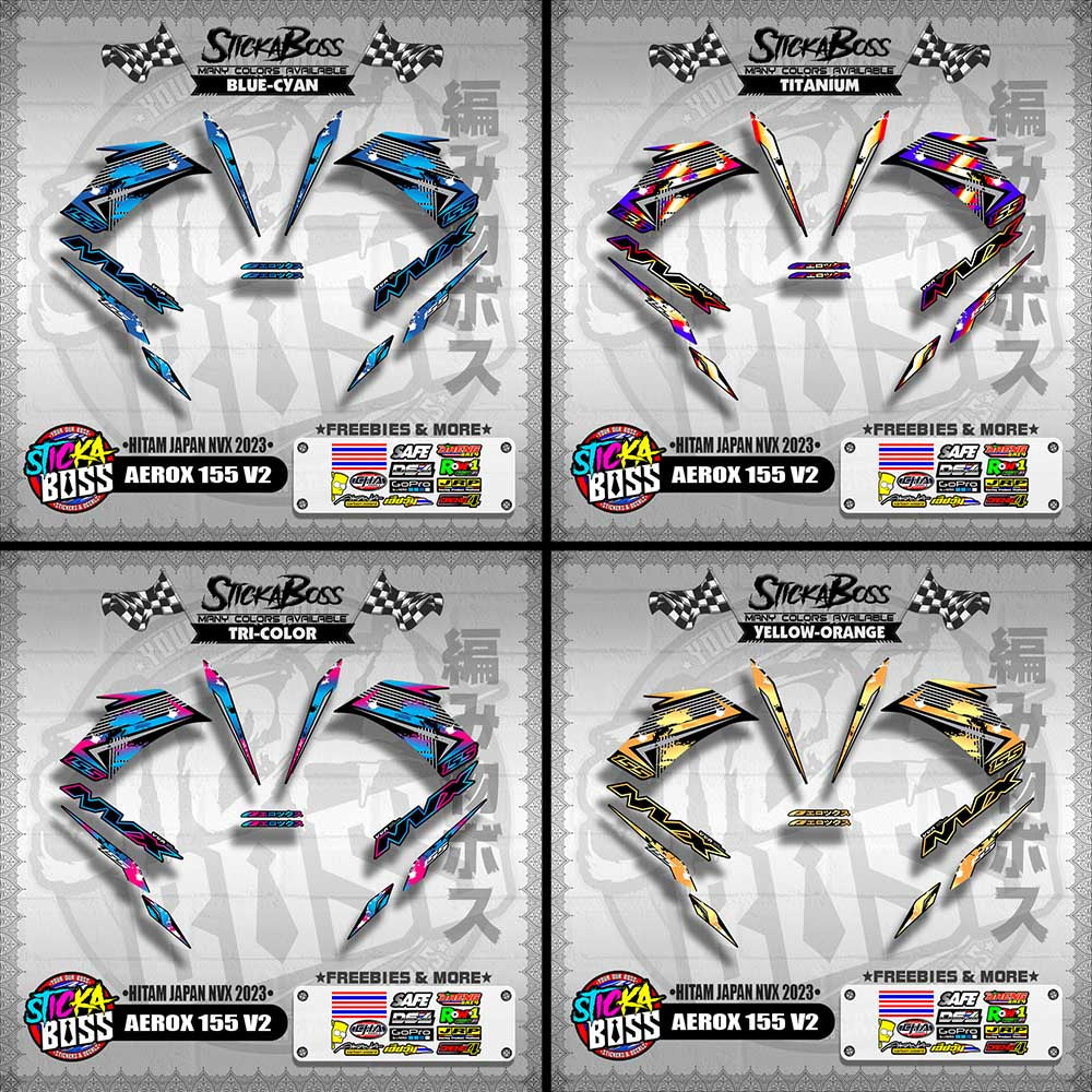 AEROX 155 V2 DECALS ( HITAM JAPAN NVX 2023 )【WITH FREEBIES】