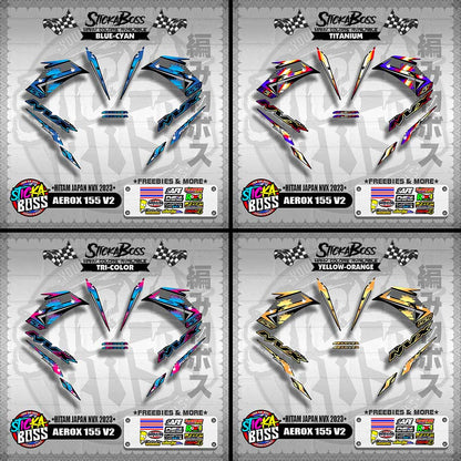 AEROX 155 V2 DECALS ( HITAM JAPAN NVX 2023 )【WITH FREEBIES】
