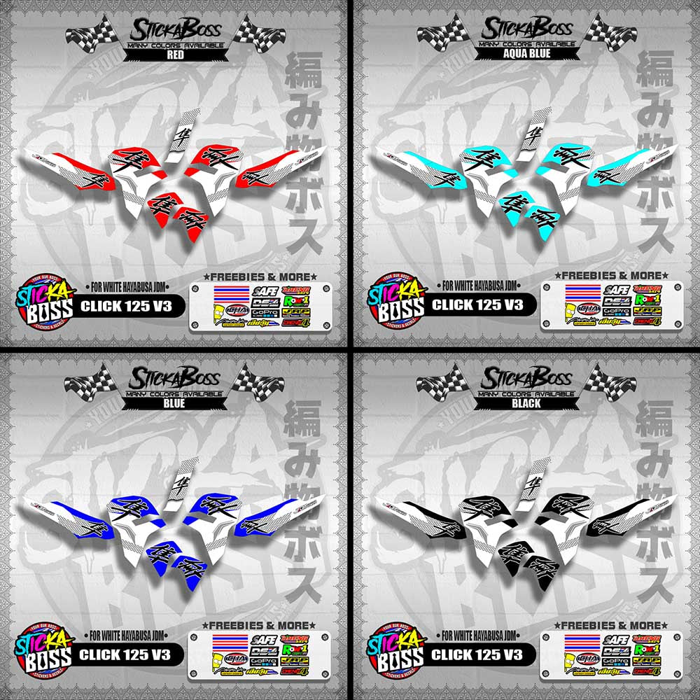 CLICK 125 V3 DECALS ( FOR WHITE HAYABUSA JDM )【WITH FREEBIES】