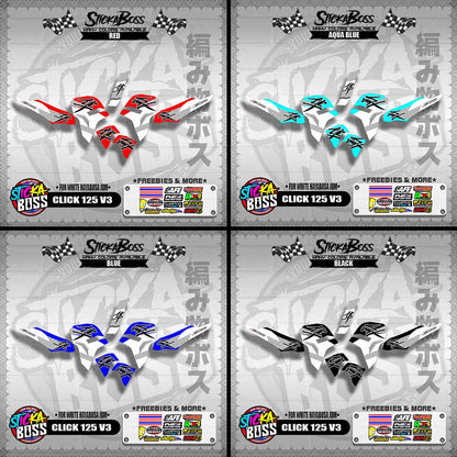 CLICK 125 V3 DECALS ( FOR WHITE HAYABUSA JDM )【WITH FREEBIES】