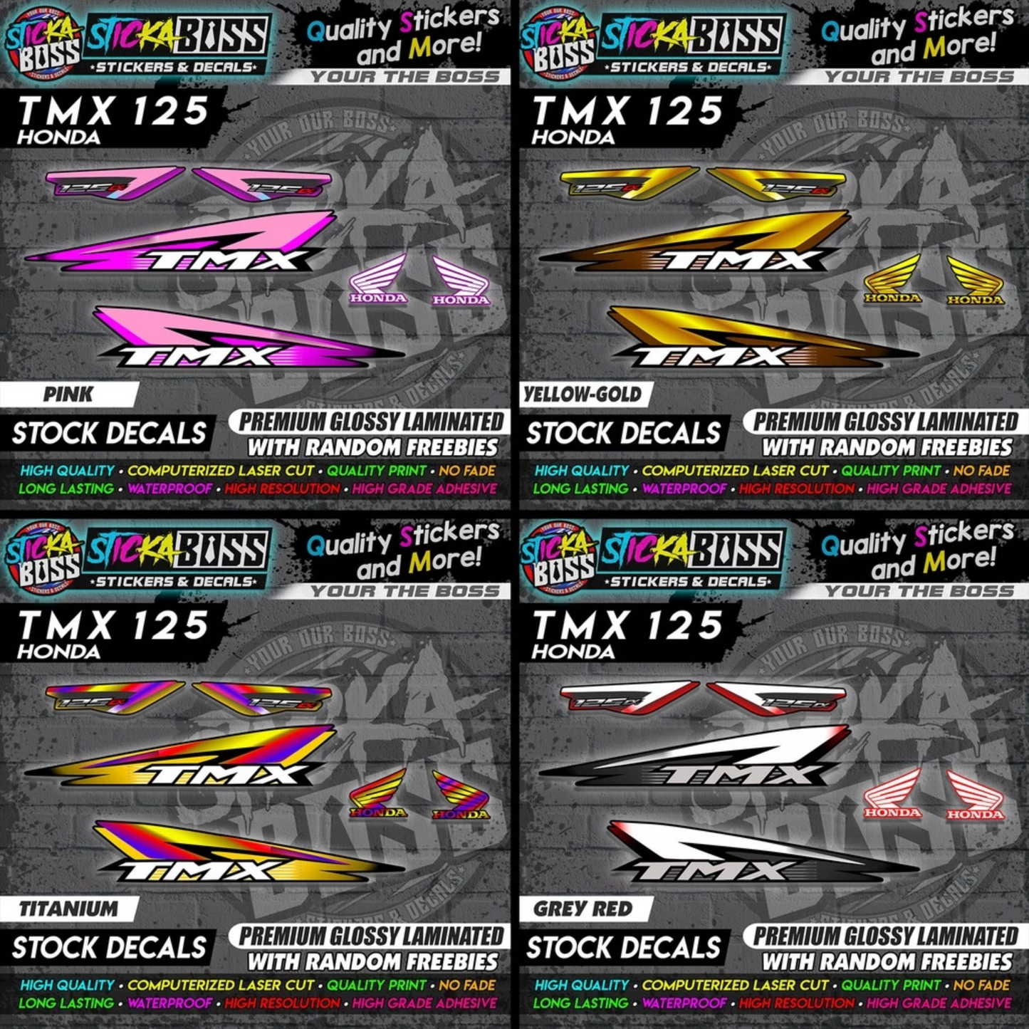 Honda TMX 125 Alpha (Stock Decals)【PREMIUM GLOSSY LAMINATED】