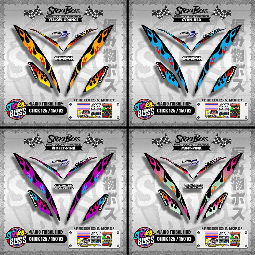 CLICK 125 / 150 V2 DECALS ( VARIO TRIBAL FIRE )【WITH FREEBIES】