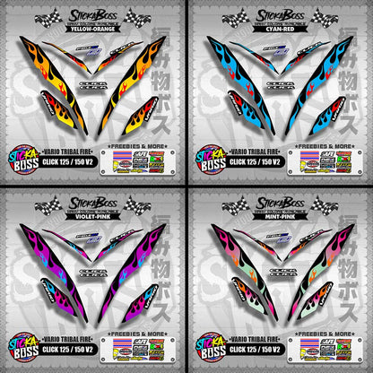 CLICK 125 / 150 V2 DECALS ( VARIO TRIBAL FIRE )【WITH FREEBIES】