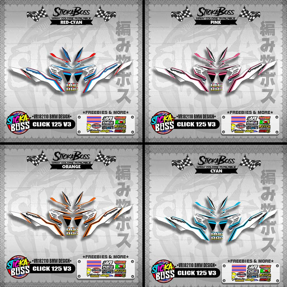 CLICK 125 V3 DECALS ( VR182110 BMW DESIGN )【WITH FREEBIES】