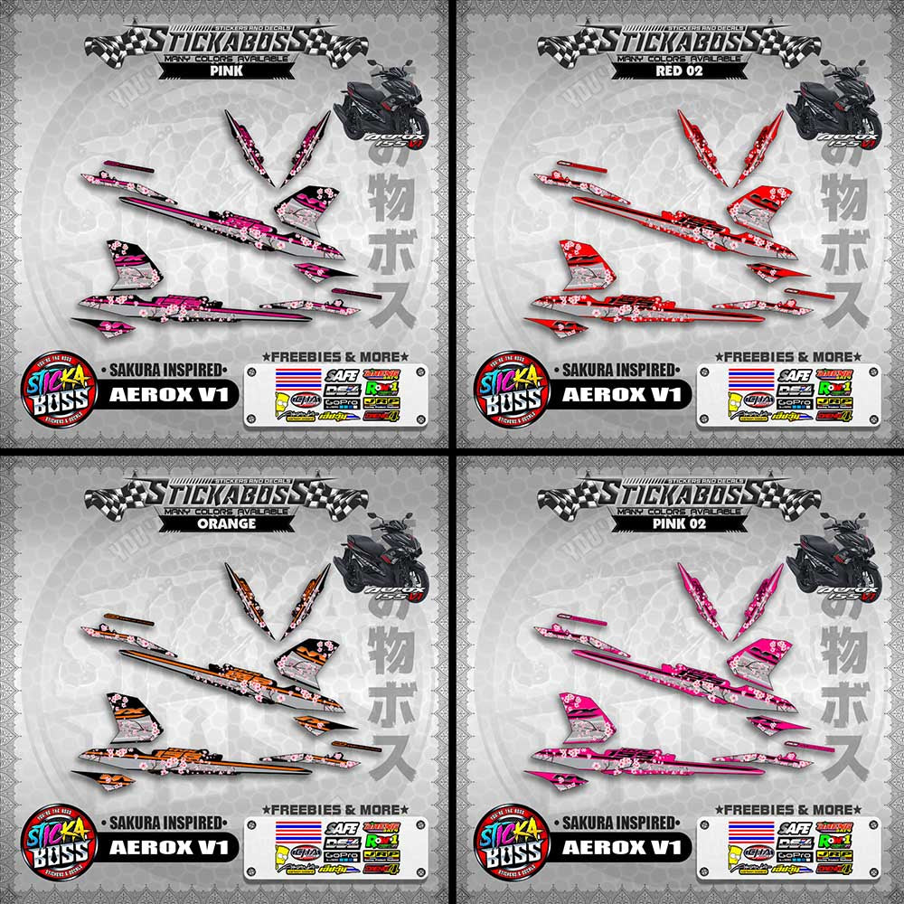 AEROX V1 STICKER DECALS ( SAKURA INSPIRED )【WITH FREEBIES】