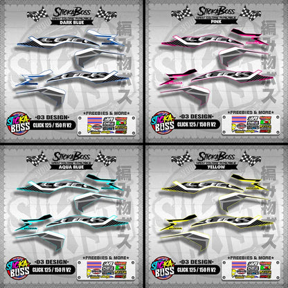 CLICK 125 / 150 Fi V2 DECALS ( 03 DESIGN )【WITH FREEBIES】