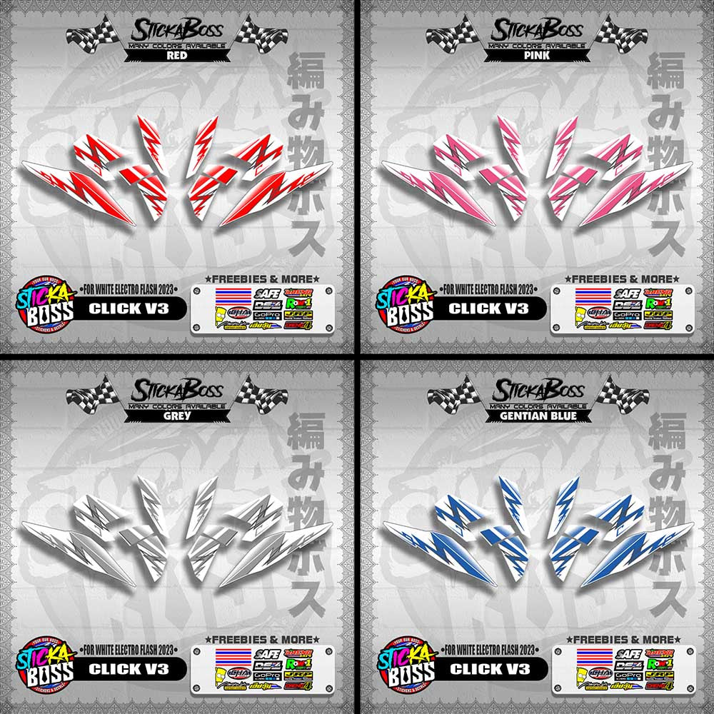 CLICK V3 DECALS ( FOR WHITE 2 TONE SPEED STREAKS )【WITH FREEBIES】