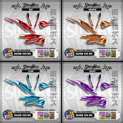 CLICK 125 V3 DECALS ( 00041-V3 VARIO STRIPPING )【WITH FREEBIES】