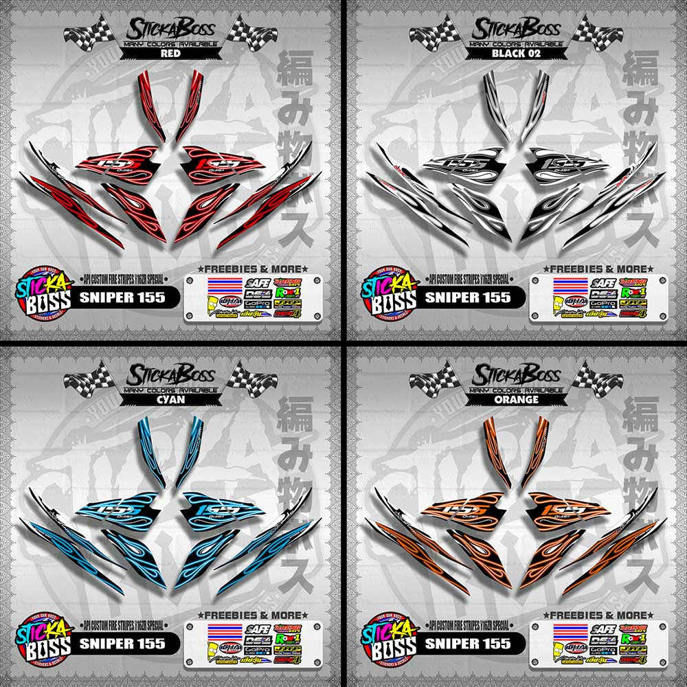 SNIPER 155 DECALS ( API CUSTOM FIRE STRIPES Y16ZR SPECIAL )【WITH FREEBIES】