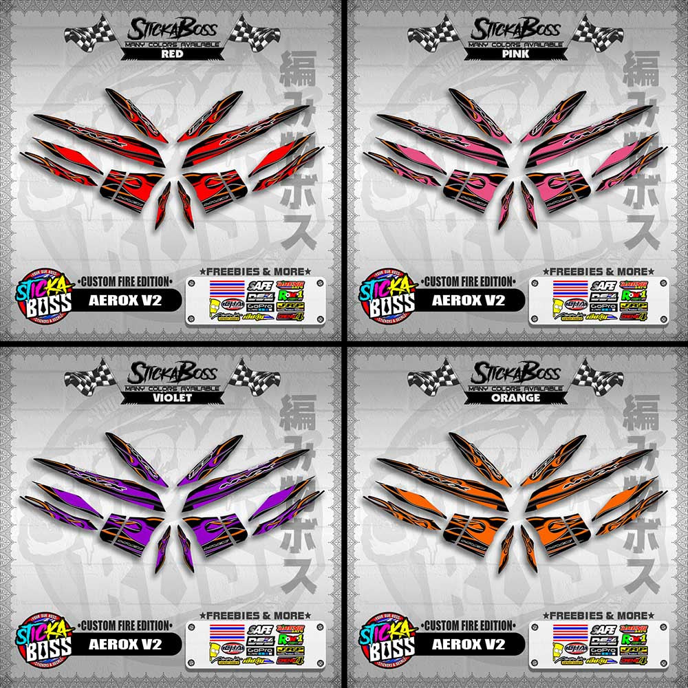 AEROX V2 DECALS ( CUSTOM FIRE EDITION )【WITH FREEBIES】