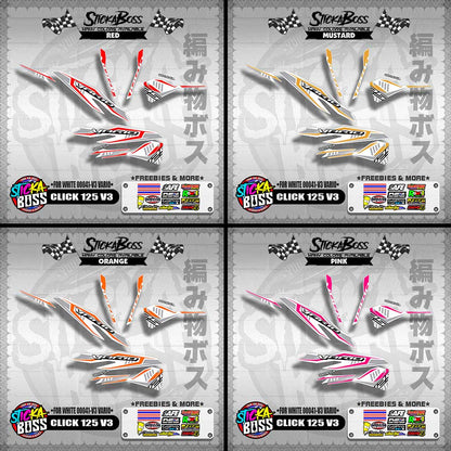 CLICK 125 V3 DECALS ( FOR WHITE 00041-V3 VARIO )【WITH FREEBIES】