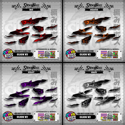 CLICK V2 DECALS ( NEW MOTIF RISING STAR ) [ PREMIUM GLOSSY LAMINATED ]【WITH FREEBIES】