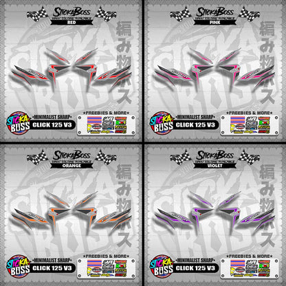 CLICK 125 V3 DECALS ( MINIMALIST SHARP )【WITH FREEBIES】