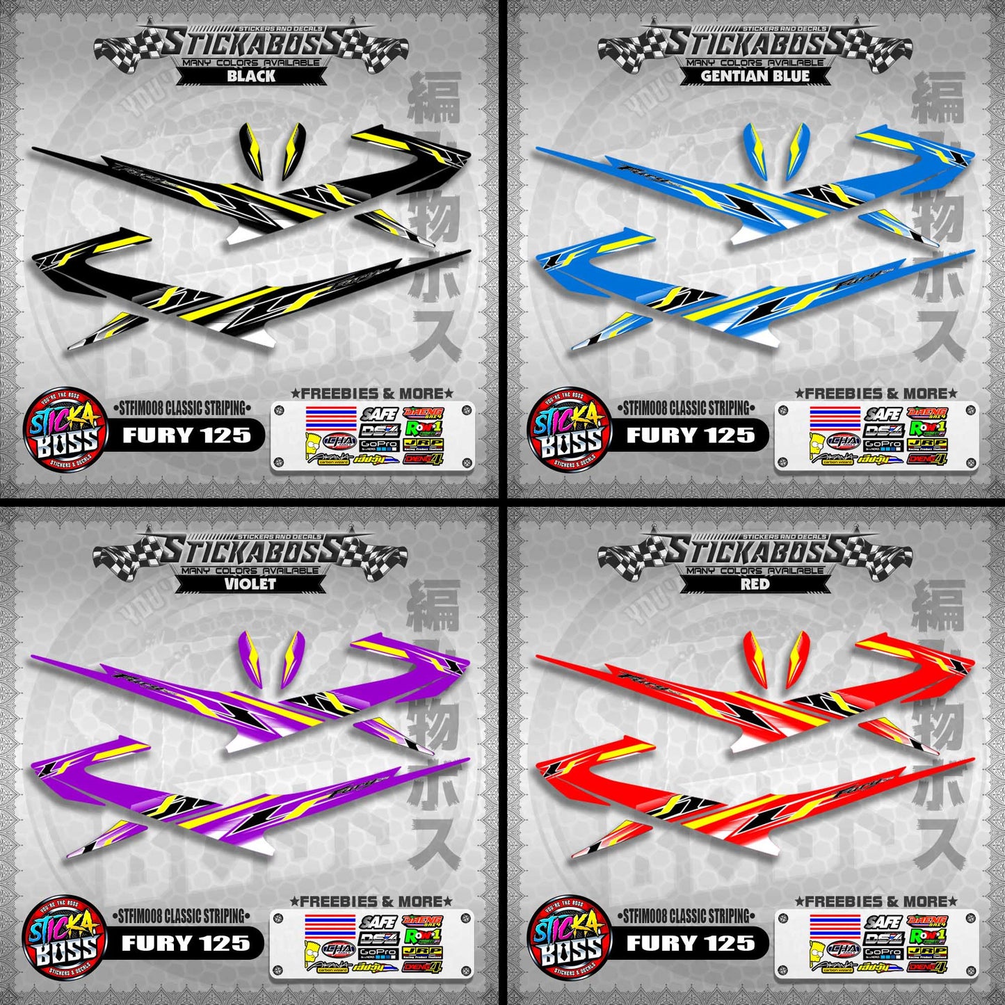 FURY 125 STICKER DECALS ( STFIM008 CLASSIC STRIPING )【WITH FREEBIES】