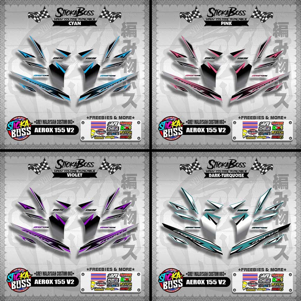 AEROX 155 V2 DECALS ( GREY MALAYSIAN CUSTOM 003 )【WITH FREEBIES】